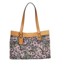 COACH 蔻驰 Canvas系列女士印花敞口搭扣单肩手提包 Soft Lilac Multi