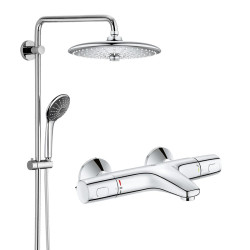11日0点:GROHE 高仪 恒温冷触花洒套装260MM大顶喷 27357002+34227002(带下出水)
