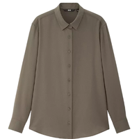 UNIQLO 优衣库 女士纯色翻领长袖衬衫424642 橄榄色M