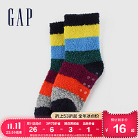 Gap婴幼儿撞色条纹珊瑚绒针织中筒袜保暖袜子648962E秋冬2020新款 *3件