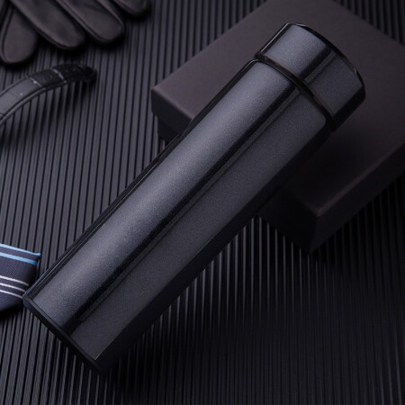 佳佰保温杯304不锈钢 内胆男女便携商务茶杯学生水杯子450ml黑色