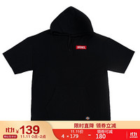 dickies 短袖卫衣 短袖男 卫衣短袖 卫衣6分袖 连帽短袖卫衣 潮牌短袖卫衣 男式上衣 DK004639 黑色 S