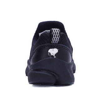 史努比（SNOOPY）童鞋男童运动鞋 网布休闲跑步鞋 S8133824黑色25