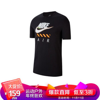 耐克NIKE 男子 休闲 短袖 TEE FTWR 2 NIKE AIR 短袖文化衫 CT6533-010  黑色  M码