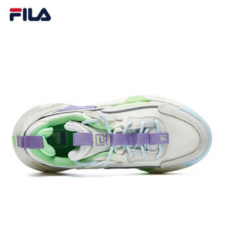 FILA FUSION斐乐官方SWARM复古篮球鞋2020冬季时尚运动女鞋休闲鞋跑步鞋 微白/安娜苏紫-SP 39