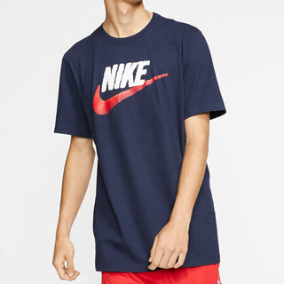 耐克NIKE 男子 T恤 经典 LOGO 休闲 NSW TEE BRAND MARK 短袖文化衫 AR4994-452黑曜石黑色M码