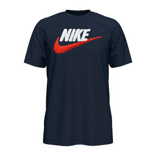 耐克NIKE 男子 T恤 经典 LOGO 休闲 NSW TEE BRAND MARK 短袖文化衫 AR4994-452黑曜石黑色M码