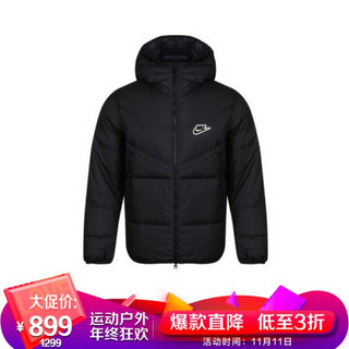 耐克NIKE 男子 羽绒服 短款 连帽 DOWN-FILL WINDRUNNER 羽绒夹克 CU4405-010黑色XXL码