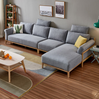 全友家居可拆洗布艺沙发现代简约布艺沙发客厅家具可移动头枕102516b