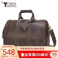 潮牛（TIDING）真皮旅行包男复古疯马皮手提包时尚欧美大容量短期出差旅游行李袋3061