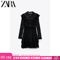 ZARA 新款 女装 珠宝纽扣饰蕾丝连衣裙 00387170800