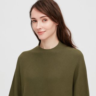 UNIQLO 优衣库 女士纯棉套头圆领灯笼袖中长款连衣裙429449 深橄榄色 S