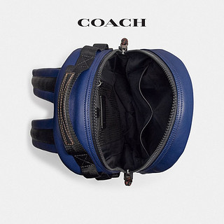 COACH 蔻驰 Pacer系列男士经典复古贴饰拉链皮革双肩包78830 JIPDU 蓝色