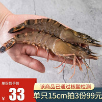 越南黑虎虾毛重600g盒约16只草虾老虎虾火锅食材烧烤 净重400g(13-17头)