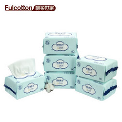 FulCotton 棉柔世家 Fulcotton 婴儿纯棉柔巾 一次性洗脸巾  80抽*6包提