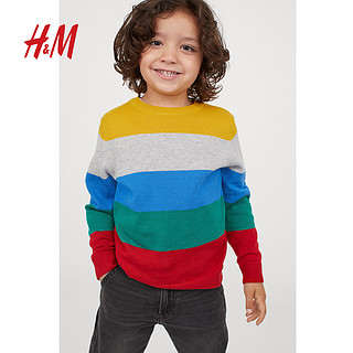 HM 童装男童儿童毛衣2020新款条纹洋气套头长袖针织衫上衣0696991