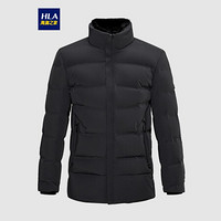 HLA 海澜之家 羽绒服男2020冬季獭兔毛领简约白鸭绒舒适外套HWRAD4Q016A黑色(38)175/92A(50)