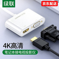 绿联Mini DP转HDMI/VGA转换器线 4K高清适用苹果电脑Surface笔记本接投影仪转接头 雷电接口4K高清 即插即用