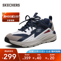 Skechers斯凯奇老爹鞋 复古网布拼接新品休闲鞋 缓震透气舒适潮流男鞋 210037 蓝色/白色/NVW 43