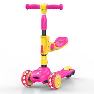 史努比（SNOOPY）滑板车儿童可坐折叠三合一1-2-3-6-12岁小孩滑滑车宝宝学步车加大加宽加粗踏板车BH-930天蓝