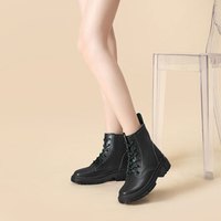 骆驼 CAMEL马丁靴女新品多色潮流休闲英伦日常明线短靴 黑色 37
