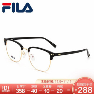 FILA 防蓝光眼镜男防辐射眉毛框型近视眼镜 FL7192 黑金色