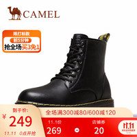 CAMEL 骆驼 女鞋 秋冬靴潮流休闲英伦日常内增高马丁靴 黑色 37