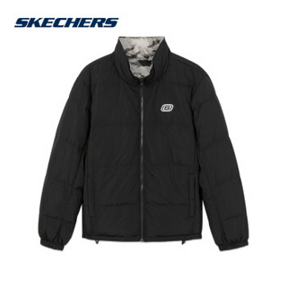 Skechers斯凯奇官方秋冬新品男子两面穿时尚迷彩短款羽绒外套 L420M009 碳黑/0018 L 175/92A