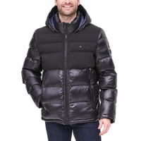TOMMY HILFIGER 汤米·希尔费格 男士哑光亮面拼接棉服