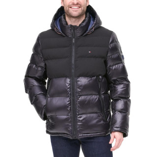 TOMMY HILFIGER 汤米·希尔费格 男士哑光亮面拼接棉服