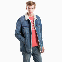 Levi's/李维斯 男士长款仿羊绒牛仔夹克外套