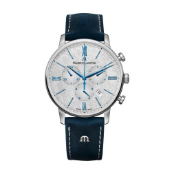 MAURICE LACROIX 艾美 ELIROS系列 EL1098-SS001-114-1 40mm 男士石英手表 银盘 蓝色小牛皮带 圆形