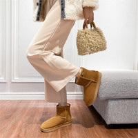 艾斯臣 ACESC 雪地靴女外穿ins潮百搭加绒棉鞋时尚短靴LAS73 栗色 38