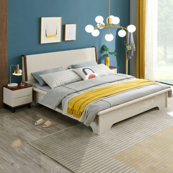 商品全友家居 现代简约双人床 主卧室实木框架高箱储物床 大床婚床