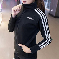 Adidas阿迪达斯官网立领外套女装2020秋季新款针织防风运动服夹克