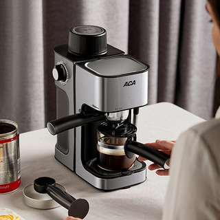 ACA意式半自动咖啡机高压半自动花式奶泡家用商用蒸汽一体打奶泡