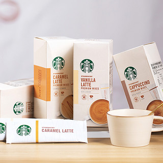 STARBUCKS 星巴克 速溶咖啡组合装 4口味 284g（卡布奇诺56g+拿铁精品56g+香草味拿铁精品86g+焦糖风味拿铁精品86g）