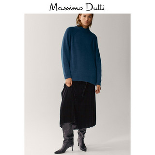 Massimo Dutti女装 黑色天鹅绒女士时尚百褶裙 05235721800