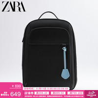ZARA 新款 男包 黑色多口袋科技面料箱式双肩背包 13229620040