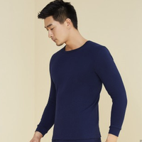 【100%纯棉】男款2021新款基础圆领保暖秋衣男士纯棉内衣上衣 XXXL 深藏青
