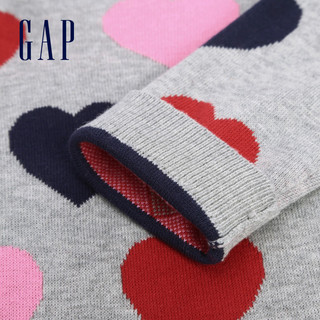 Gap婴儿舒适圆领外出连体衣秋冬525835 宝宝爱心织纹爬服洋气哈衣