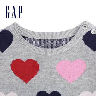 Gap婴儿舒适圆领外出连体衣秋冬525835 宝宝爱心织纹爬服洋气哈衣