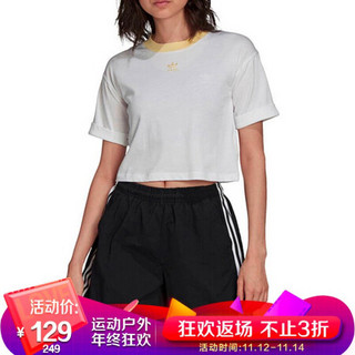 阿迪达斯 ADIDAS 三叶草 女子 CROP TOP 运动 T恤 FM3260 L码