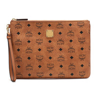 MCM 男女中性Visetos系列涂层帆布手拿包棕色LOGO图案中号 MXZASVI10CO001