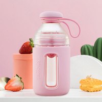 THERMOS膳魔师奶昔榨汁杯男女学生儿童随手杯430ML户外便携塑料运动杯TCSE-400-PK 蜜柚粉