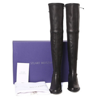 斯图尔特·韦茨曼 STUART WEITZMAN SW 女士黑色羊皮休闲平底长筒靴 LOWLAND PLONGE STRETCH NERO 36 NN