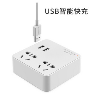 飞科（FLYCO）FS2098 一转四插座/转换插头/电源转换器（2USB+2组合孔 无线便携转换插座）