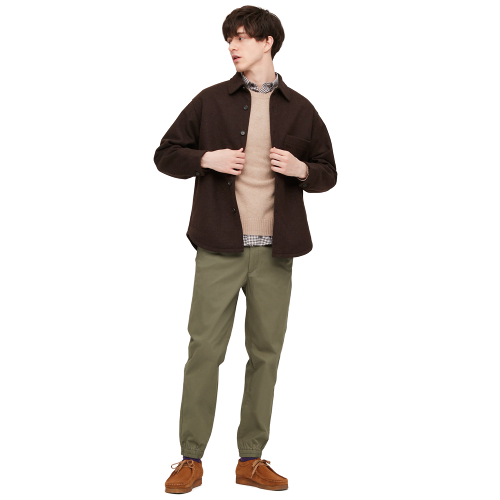 uniqlo 优衣库 男士棉质修身拉链束脚休闲裤435389 深橄榄色s