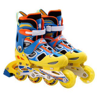 美洲狮溜冰鞋儿童闪光轮滑鞋男女滑冰旱冰鞋全套装 欧盟品质 蓝黄套装 M