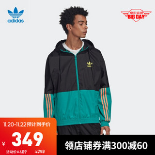 阿迪达斯官网 adidas 三叶草 2tones LW WB男运动立领连帽外套GK5923 黑色/荣耀绿 M(180/100A) *3件